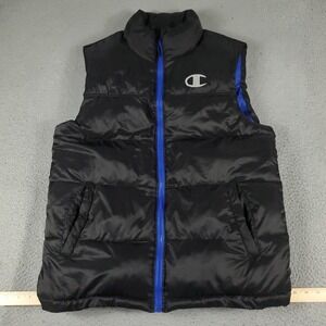 Champion Vest Mens Size Medium Black Blue Puffer Full Zip Jacket